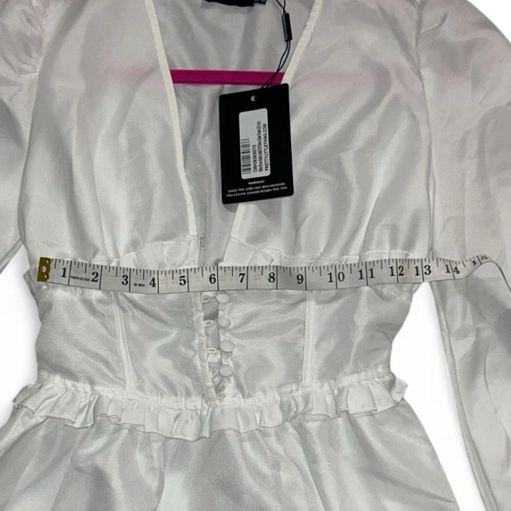 PrettyLittleThing White Button-Front Ruffle Dress… - image 6